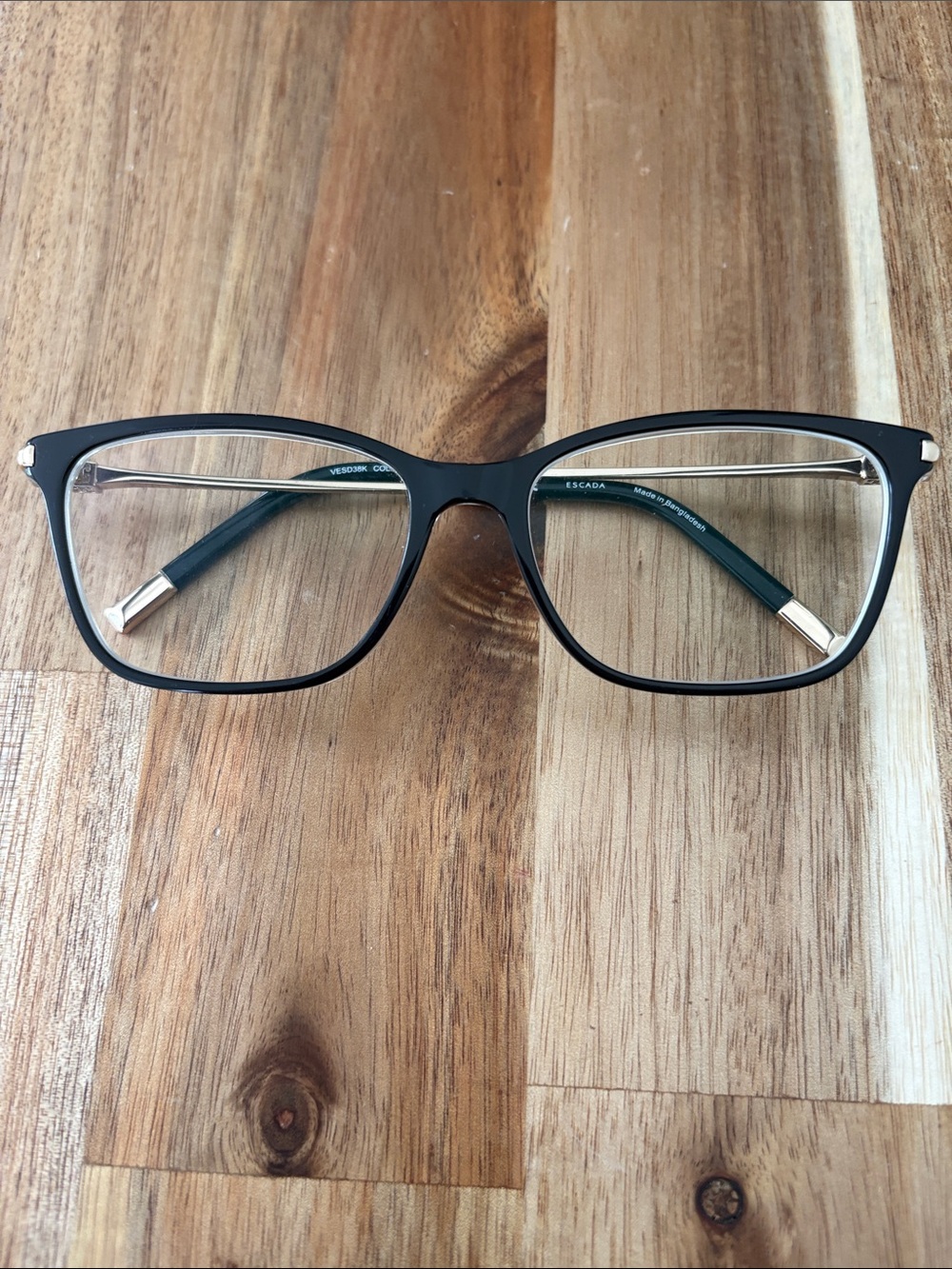 ESCADA Black and Gold Rectangular Reading Glasses frames